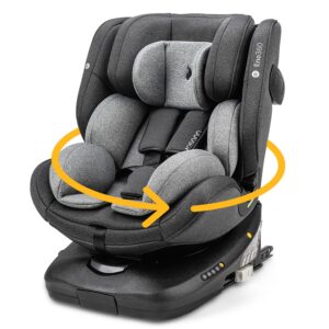 Osann Eno360 i-Size, drehbarer Kindersitz 40-150 cm, Reboarder mit Isofix, Baby Autositz – Dark Grey Melange