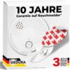 Rauchmelder mit Magnethalterung 3er Set – Rauchmelder ohne Bohren und Schrauben mit 10 Jahre Garantie – Rauchmelder Magnethalter mit extra starken Klebepads