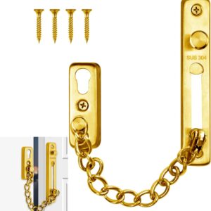 Tür Sicherheitskette,Türkette,Tür Kettenschloss aus Edelstahl 304,Türkettenschloss mit Schraube,Türketten-Sicherheitsschloss für Haus,Hotel,Innentüren und Fenster (Gold)