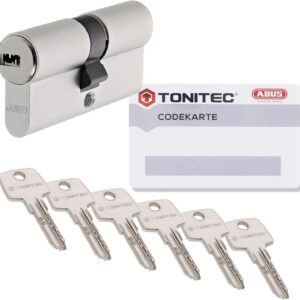 ABUS Schließzylinder TEC440 by ToniTec Zylinderschloss als Doppelzylinder Größe 35/35 mm mit 6 Schlüssel inkl. ToniTec CodeCard und Befestigungsschraube