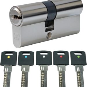 FELGNER Doppelzylinder XCOLOR | Schließzylinder Profilzylinder mit Not- und Gefahrenfunktion | Türzylinder tür Hausfür Wohnungtür Büro uvm | inklusive 5 Schlüssel mit Farbpunkt | 35/45 mm (45/35 mm)
