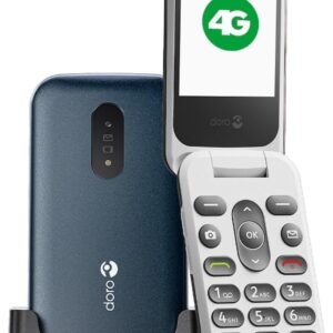 Doro – 2820 – Seniorenhandy – 4G-Klapptelefon ohne Vertrag – Große Tasten mit Sprachausgabe – Kamera – Bluetooth – Notruftaste – Inklusive Ladestation – Blau/Weiß ASIN