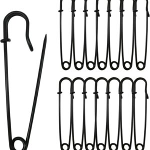 Urmspst Sicherheitsnadeln (Aufgerüstet), 7,5cm Große Sicherheitsnadeln,30Stück für Kleidung,Leder,Segeltuch,Decken,Basteln,Röcke, Extragroße Sicherheitsnadeln, Robuste Sicherheitsnadeln(Schwarz)