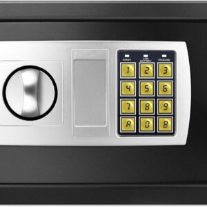 Tresor, Digital Elektronischer Safe, Sicherheitskasten Feuerfester und wasserdichter Sicherheitsschrank mit Schlüssel, Möbeltresor Für Schmuck Bargeld, 31x20x20cm