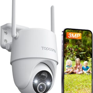 Topcony Überwachungskamera Aussen Akku, 355°/120° Schwenkbar, 2K Kabellose WLAN IP Kamera Outdoor mit Farbe Nachtsicht, Personen-/Bewegungserkennung, IP65 Wasserdicht, Cloud-Speicher, ZS-GX6S