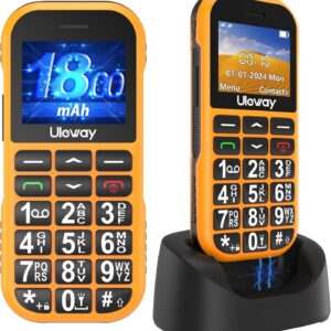 Seniorenhandy Ohne Vertrag GSM mit Ladestation, Dual SIM Tastenhandy Seniorentelefon mit 1800 mAh Akku Lange Standby-Zeit, USB-C Mobiltelefon Senioren Handy Einfach mit Großen Tasten, SOS Notruftaste