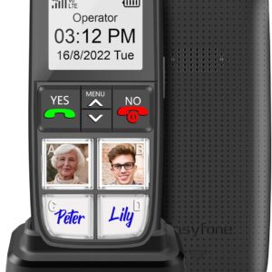 Easyfone T6 4G Seniorenhandy mit Große Bildtasten Mobiltelefon für Senioren ohne vertrag mit Notruftaste und Ladestation (Schwarz)