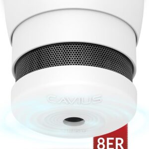 Cavius Rauchwarnmelder x8 mit 10 Jahren Garantie und fest eingebauter 10- Jahres Lithium Batterie Modell 2007 Der kleinste Rauchmelder der Welt
