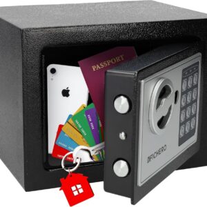 Silvergear® Safe Tresor für Zuhause | Elektronischer Safe Tresor mit 3- bis 8-stelligem Code | Geldtresor aus Stahl mit 2 Schlüsseln und Code für die sichere Aufbewahrung von Geld und Schmuck