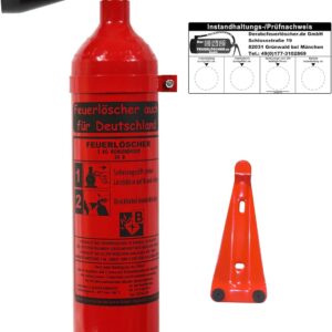 Brandengel® 2 kg CO2 Kohlendioxid Feuerlöscher DIN EN 3 GS, (Mit Prüfnachweis u. Jahresmarke) + Wandhalterung Messingarmatur Sicherheitsventil Kohlensäure Löscher für EDV Küche Haushalt Gastro Hotel