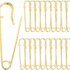 Sibba 20 Stück Große Sicherheitsnadeln Robuste Sicherheitsnadeln für Kleidung Decken-Sicherheitsnadeln Nadelverschlüsse für Kleidung Leder Kunsthandwerk Leinwand Decken Schals Kilts (Gold)
