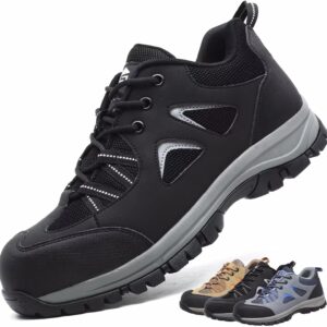 CYKYGGO Arbeitsschuhe Herren Sicherheitsschuhe Damen Leicht Atmungsaktiv rutschfeste Anti Smashing Stahlkappenschuhe