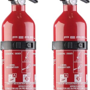 PEARL Mini Feuerlöscher: 2er-Set kompakte ABC-Feuerlöscher für Kfz & Boot, 1 kg, 5A 34B C (Mini Feuerlöscher Auto, Pulverfeuerlöscher, Wandhalterung)
