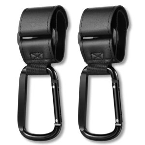 Kinderwagen Haken für Wickeltaschen, Kinderwagenhaken 2er Set -Stroller Hooks, Universelle Karabiner, Buggy-Clips Schwarz, Zur Befestigung von Taschen am Kinderwagen Zubehör, Buggy oder Sportwagen