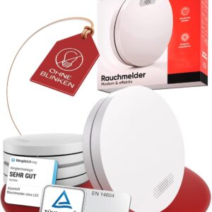 ALPENLUFT Rauchmelder 10 Jahre Batterie, Feuermelder Flach, Rauchwarnmelder, Brandmelder, | Ohne Bohren, Ohne LED Blinken – Rauch Brandschutz Brandmeldeanlage 3er Set
