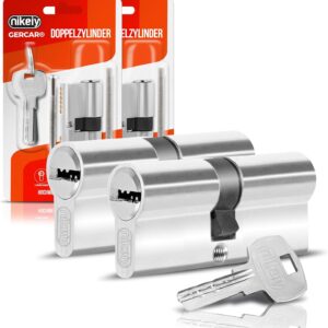 GERCAR Schließzylinder 45/45 Profilzylinder 2er Set Gleichschließend Zylinderschloss Doppelzylinder Türschloss – inkl. 10 Schlüssel – Länge: 90 mm, A:45 B:45-2er Set