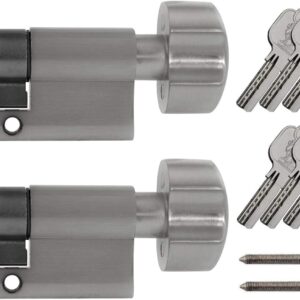 Löwen Sicherheit 2x Knaufzylinder KD 80 mm 40/40 gleichschließend inkl. 10 Wendeschlüssel – Metallic Silber Grau