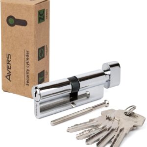 APECS Schließzylinder Sicherheitsschloss Wohnungstür Knaufzylinder 90 (45/45C) mm mit 5 Schlüsseln Modell AVERS ZC-90(45C/45)-C Chrom