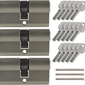 3x gleichschliessende Profilzylinder 60 mm 30×30 inkl. 15 Wendeschlüssel
