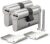 Bwintech 2 Stück 30/30mm Euro Messingzylinder, 60mm Schlüssel/Schlüsselzylinderschloss mit 10 horizontalen Messingschlüsseln,Anti Picking,Anti Bohr,Anti Snap,Anti Bumping, Satin Nickel Finish